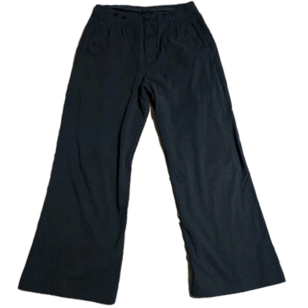 J Peterman Pleated Dress Pants Mens 32x28 Navy Lyocell Viscose Classic